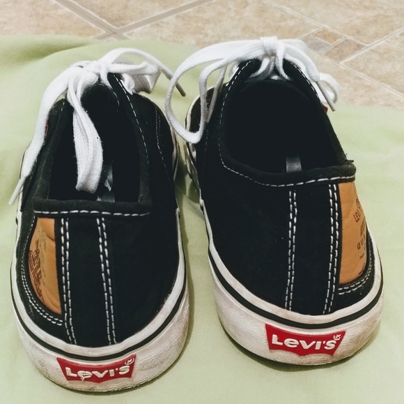 Mens LEVI Black Jordy Buck Lace Up Canvas Shoe 10 - Picture 6 of 8